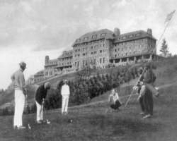 The Inn took about a year to build, with native gr The Inn took about a year to build, with native granite taken from Grove's surrounding properties. The construction required a crew of 400 workers and